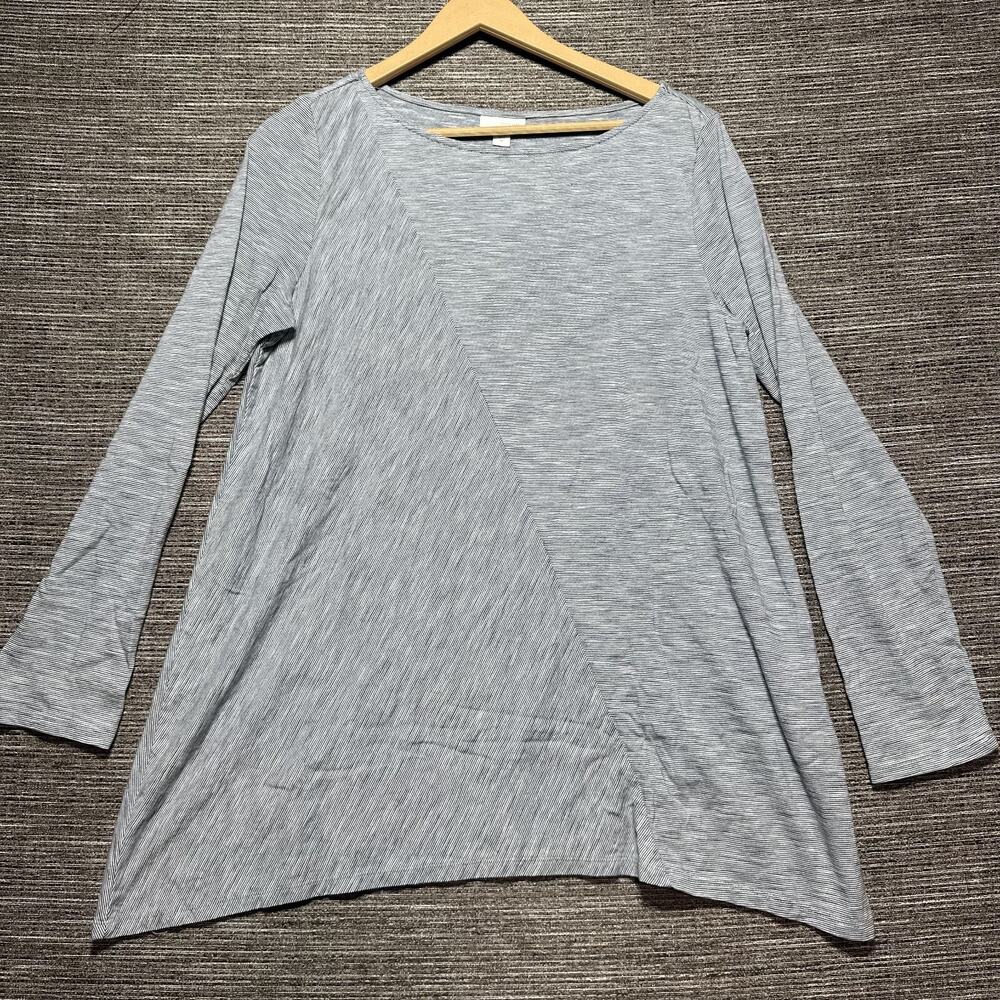 Pure J. Jill Top Blouse Shirt Women's M Striped Blue Long Sleeve